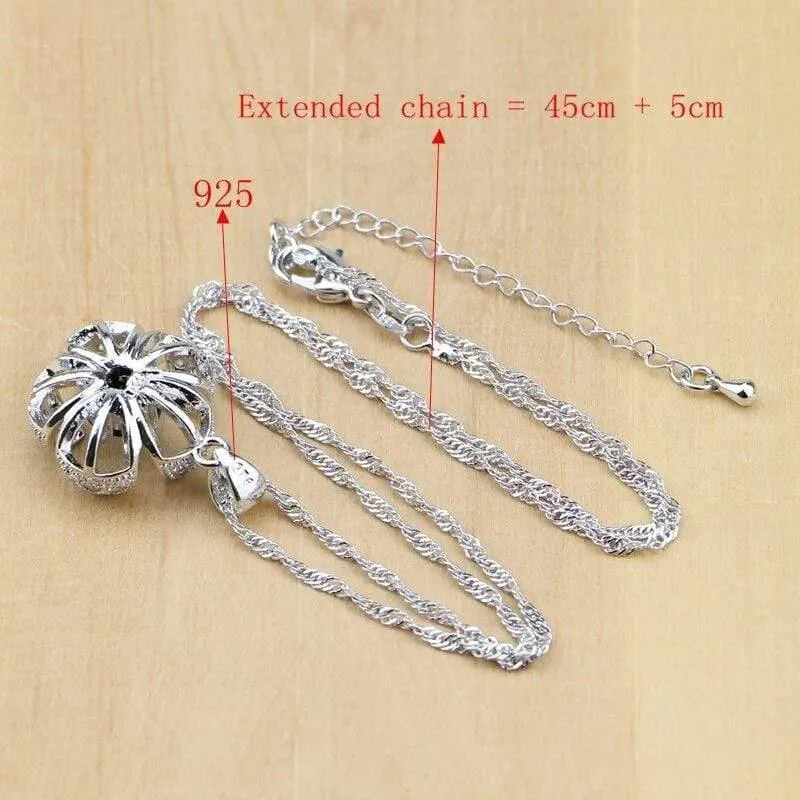 925 Sterling Silber Schmuck Schwarz Weiß CZ Schmucksets Für Frauen Ohrringe/Anhänger/Ringe/Armband/Halskette Set