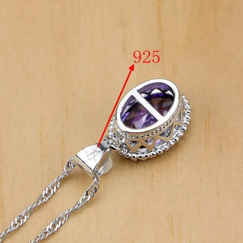 Schmuck Lila Zirkonia Weiß Kristall Schmuck Sets Für Frauen Ohrringe / Anhänger / Halskette / Ringe / Armband