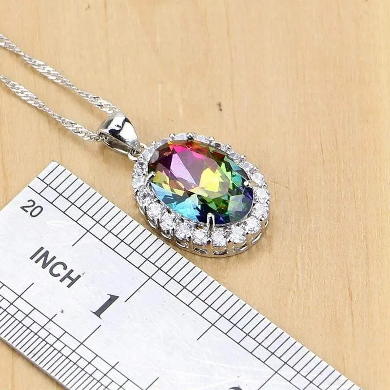 Zirkonia Schmucksets Damen 925 Sterling Silber Schmuck Ohrringe/Anhänger/Halskette/Ringe/Armband