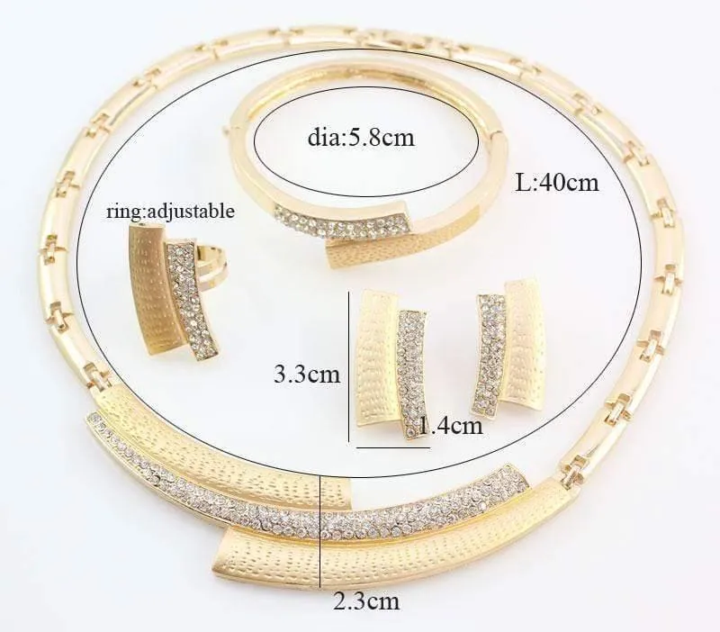 Hochzeit Braut Kristall Strass Schmuck Sets Afrikanische Perlen Dubai Gold Farbe Statement Schmuck Kostüm