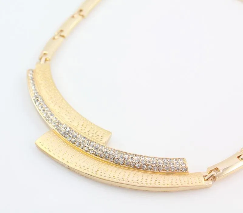 Hochzeit Braut Kristall Strass Schmuck Sets Afrikanische Perlen Dubai Gold Farbe Statement Schmuck Kostüm