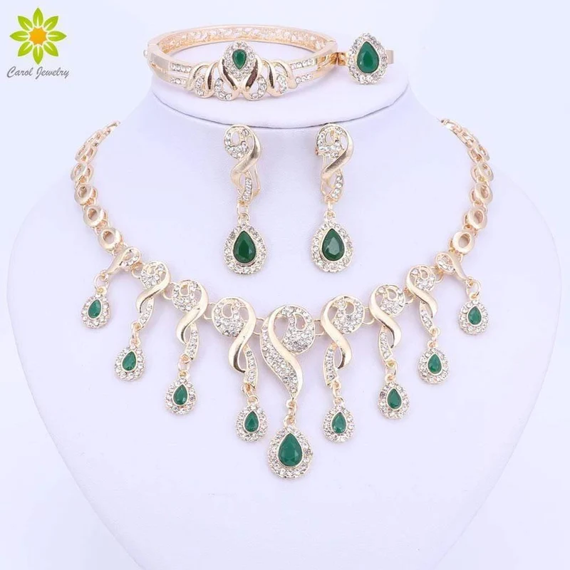 Schmucksets für Frauen, Kleid-Accessoires, Hochzeit, Braut, Halskette, Ohrringe, Armband, Ring-Sets
