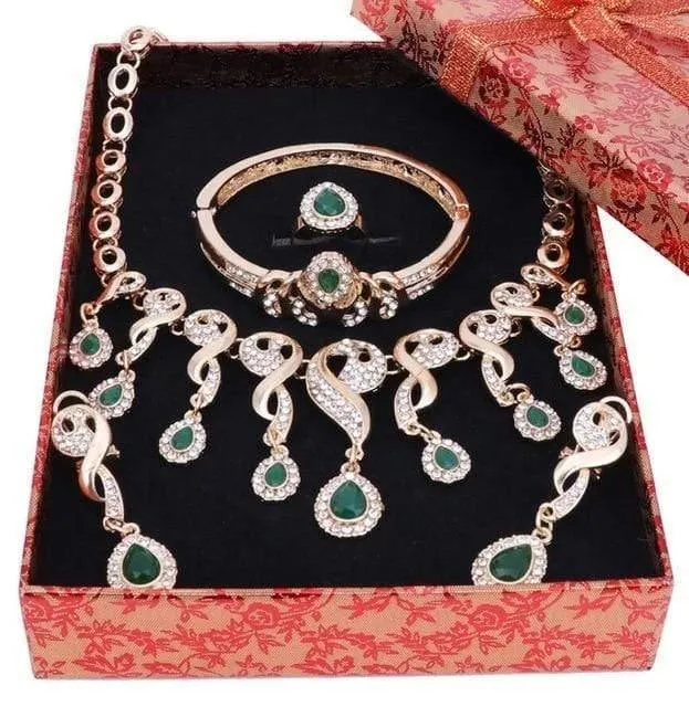 Schmucksets für Frauen, Kleid-Accessoires, Hochzeit, Braut, Halskette, Ohrringe, Armband, Ring-Sets