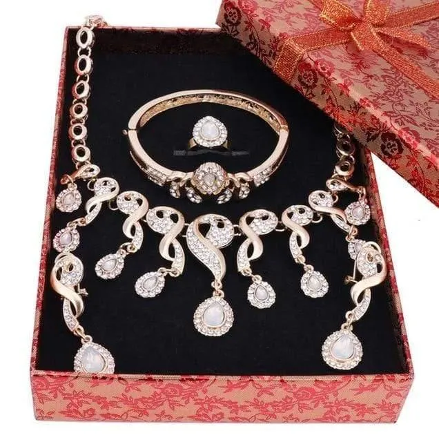Schmucksets für Frauen, Kleid-Accessoires, Hochzeit, Braut, Halskette, Ohrringe, Armband, Ring-Sets