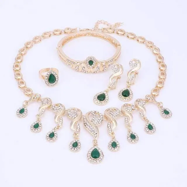 Schmucksets für Frauen, Kleid-Accessoires, Hochzeit, Braut, Halskette, Ohrringe, Armband, Ring-Sets