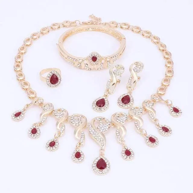 Schmucksets für Frauen, Kleid-Accessoires, Hochzeit, Braut, Halskette, Ohrringe, Armband, Ring-Sets