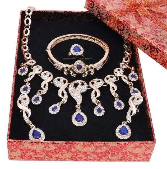 Schmucksets für Frauen, Kleid-Accessoires, Hochzeit, Braut, Halskette, Ohrringe, Armband, Ring-Sets