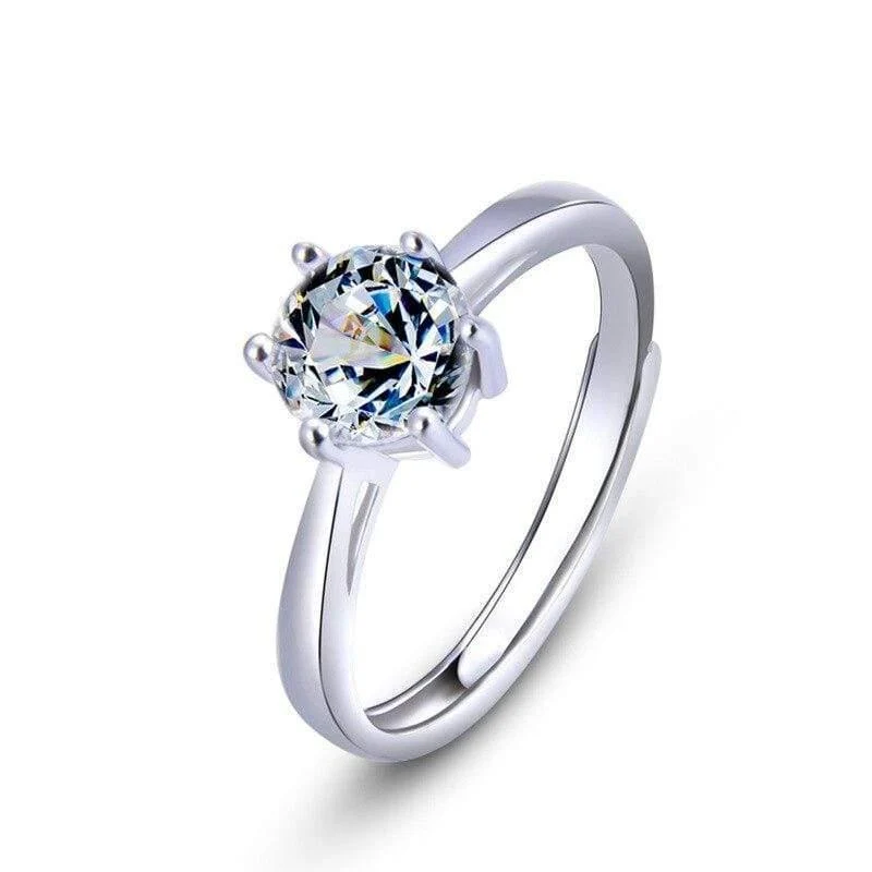 Einstellbare Ring Lab Diamant Ehering Ring echte 925 Sterling Silber Verlobungsringe für Frauen