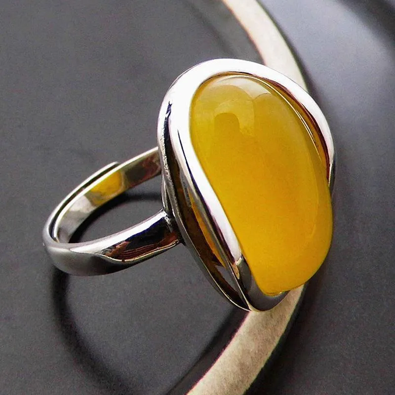 925 Silberringe für Damen Gelber Topas Achat Steinring Reine 925 Sterling Silber Ringe für Damen Schmuck Größe anpassbar