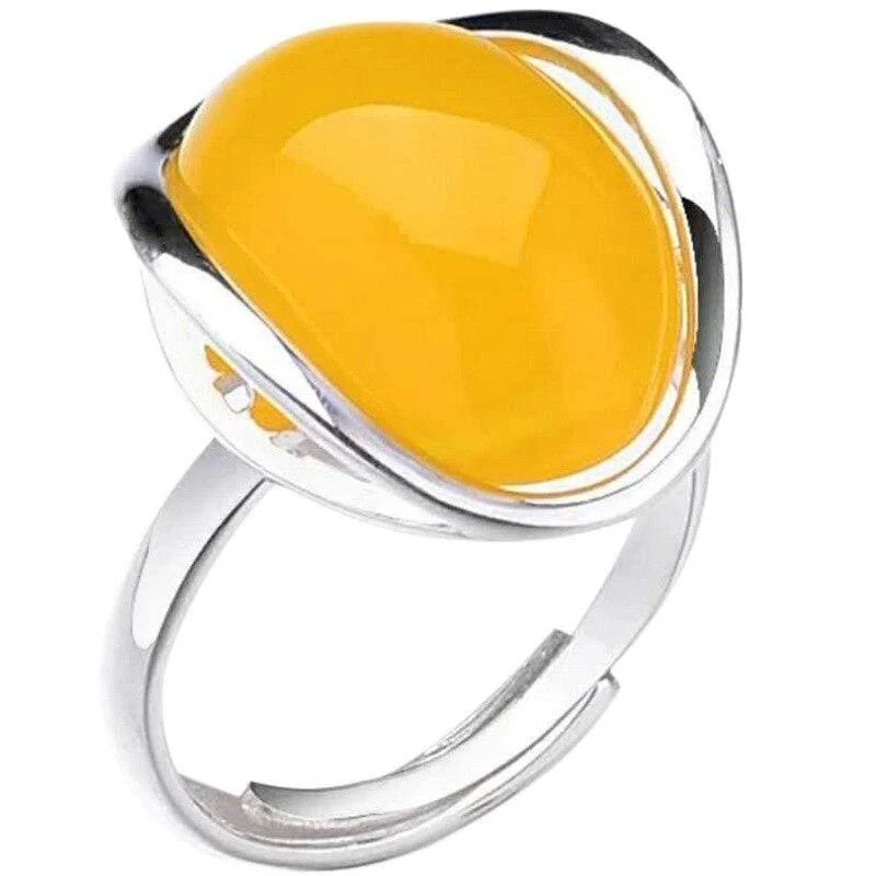925 Silberringe für Damen Gelber Topas Achat Steinring Reine 925 Sterling Silber Ringe für Damen Schmuck Größe anpassbar