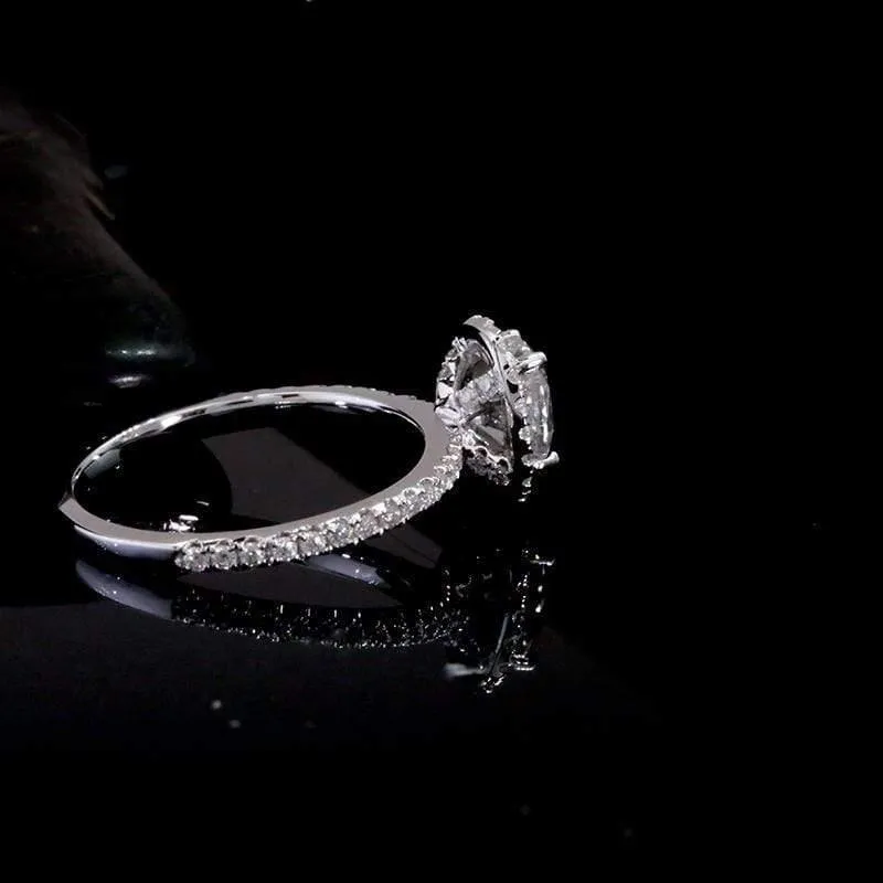 18 Karat Roségold, 5 x 7 mm, 0.1 ct, ovaler Moissanit-Verlobungsring, einzigartige Moissanit-Eheringe