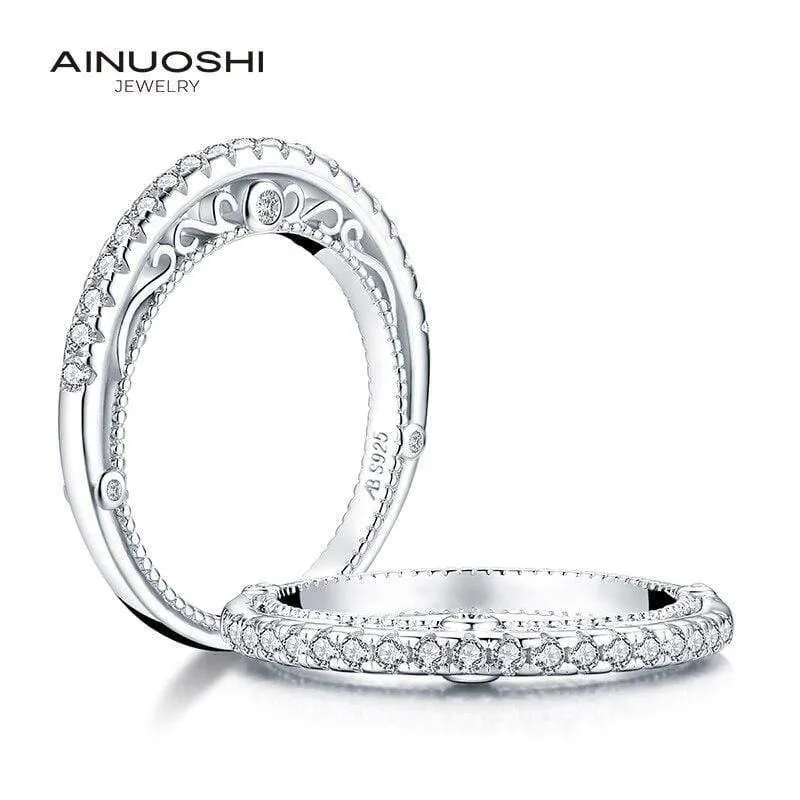 925 Sterling Silber Band Ringe Frauen Engagement Simulierte Diamant Prinzessin Hochzeit Silber Braut Ringe Schmuck