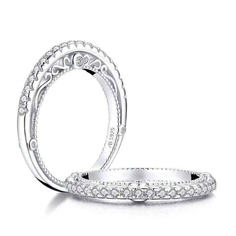 925 Sterling Silber Band Ringe Frauen Engagement Simulierte Diamant Prinzessin Hochzeit Silber Braut Ringe Schmuck