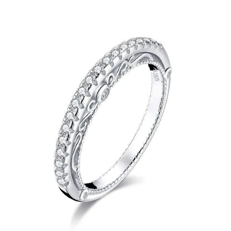 925 Sterling Silber Band Ringe Frauen Engagement Simulierte Diamant Prinzessin Hochzeit Silber Braut Ringe Schmuck
