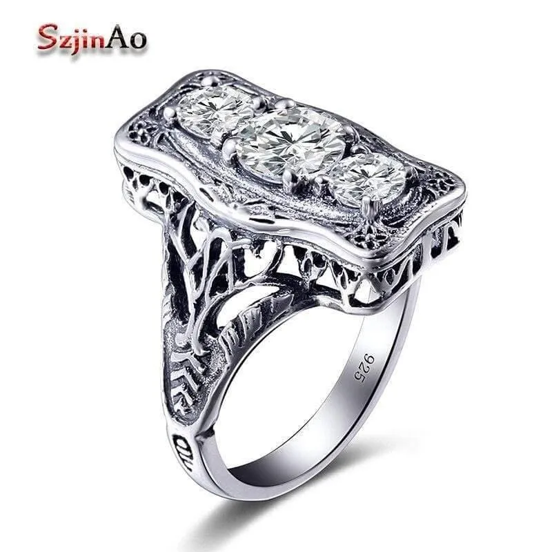 925 Sterling Silber Ring Runde Simulieren Diamant Hochzeit Schmuck Ringe Engagement Für Frauen