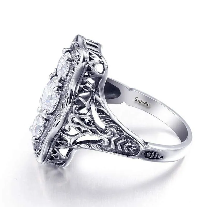 925 Sterling Silber Ring Runde Simulieren Diamant Hochzeit Schmuck Ringe Engagement Für Frauen