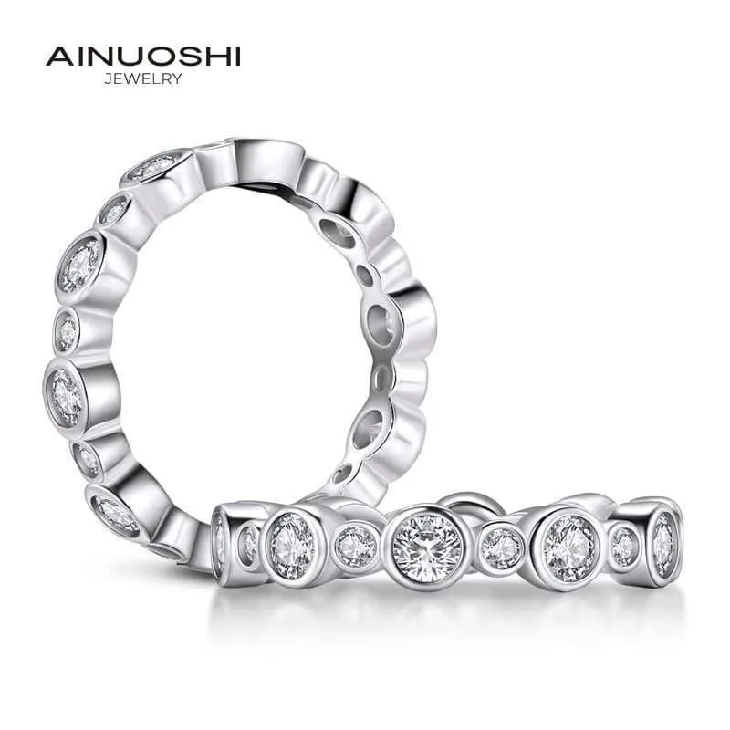 925 Sterling Silber Volle Ewigkeit Frauen Verlobungsring Simulierter Diamant Prinzessin Hochzeit Silber Ringe Schmuck