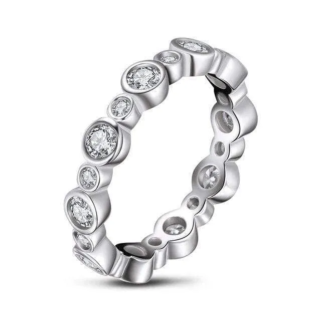 925 Sterling Silber Volle Ewigkeit Frauen Verlobungsring Simulierter Diamant Prinzessin Hochzeit Silber Ringe Schmuck