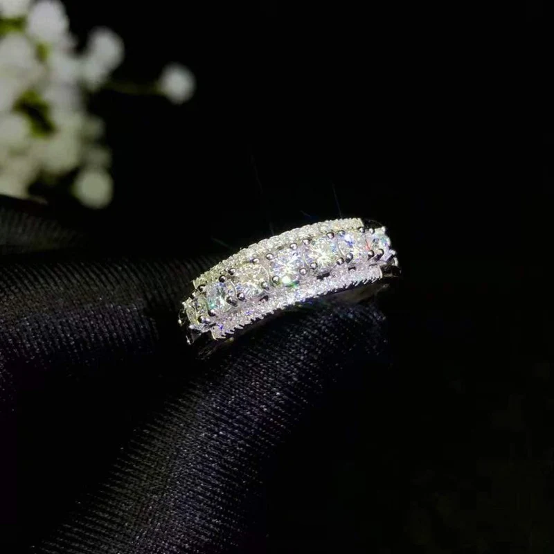 Wunderschöner Gewindering, 925 Sterling Silver Diamond Ring. Modeschmuck,