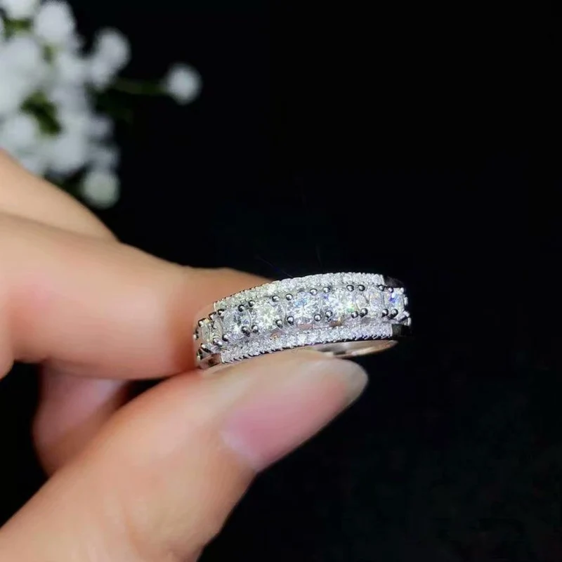 Wunderschöner Gewindering, 925 Sterling Silver Diamond Ring. Modeschmuck,