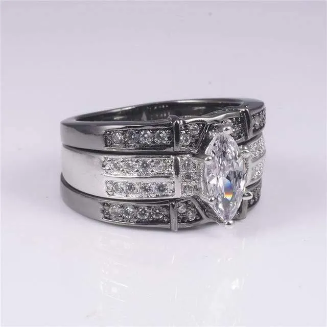 925 Silber Schwarzgold Edelstein Ringe Finger Lady Marquise Cut weißer Diamant cz Cocktailringe Hochzeit Braut Schmuck für Frauen