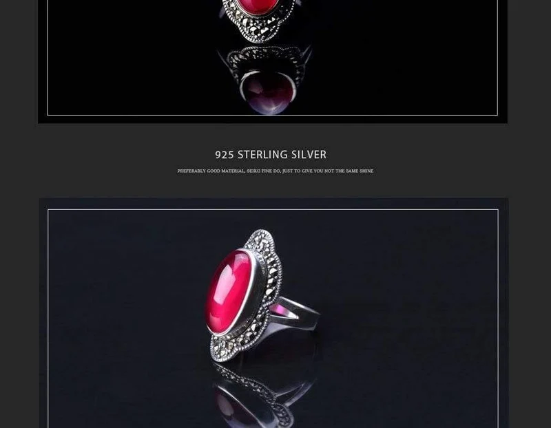925 Sterling Silber Ring für Frauen Original Design Roter Jade Offener Ring Edelstein Diamant Hochzeit Valentinstag Schmuck SR10
