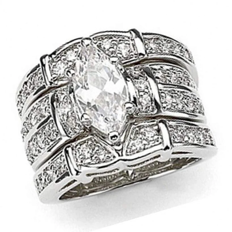925 Sterling Silber Edelstein Ringe Finger Lady Marquise Cut Simulierter Diamant Cocktailringe Hochzeit Braut Schmuck für Frauen