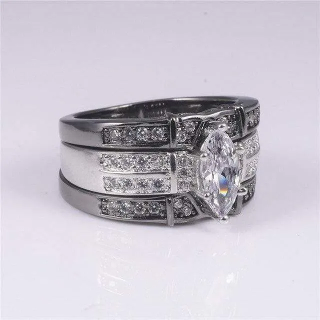 925 Sterling Silber Edelstein Ringe Finger Lady Marquise Cut Simulierter Diamant Cocktailringe Hochzeit Braut Schmuck für Frauen
