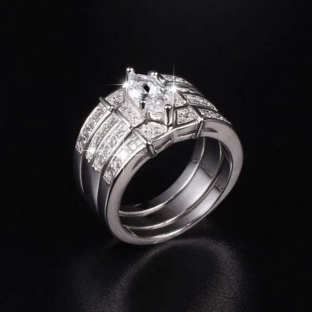 925 Sterling Silber Edelstein Ringe Finger Lady Marquise Cut Simulierter Diamant Cocktailringe Hochzeit Braut Schmuck für Frauen