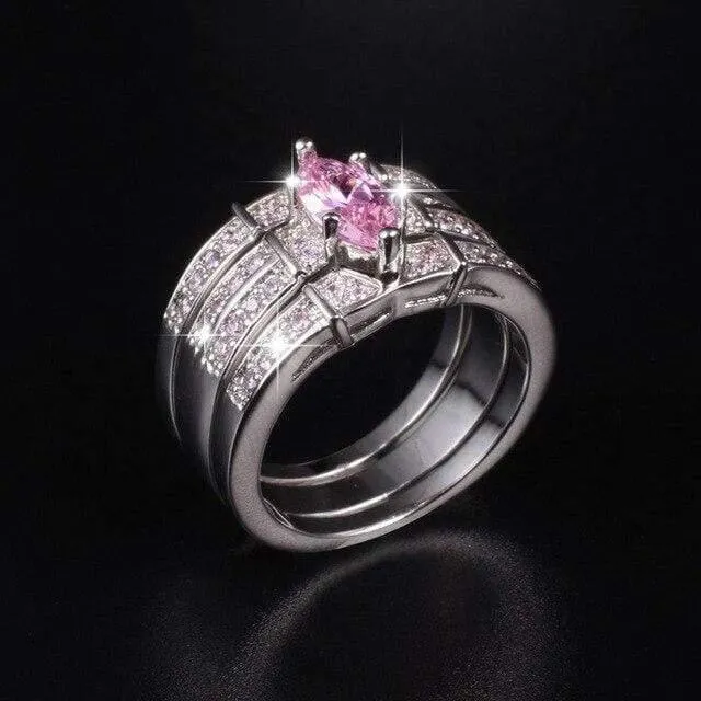 925 Sterling Silber Edelstein Ringe Finger Lady Marquise Cut Simulierter Diamant Cocktailringe Hochzeit Braut Schmuck für Frauen