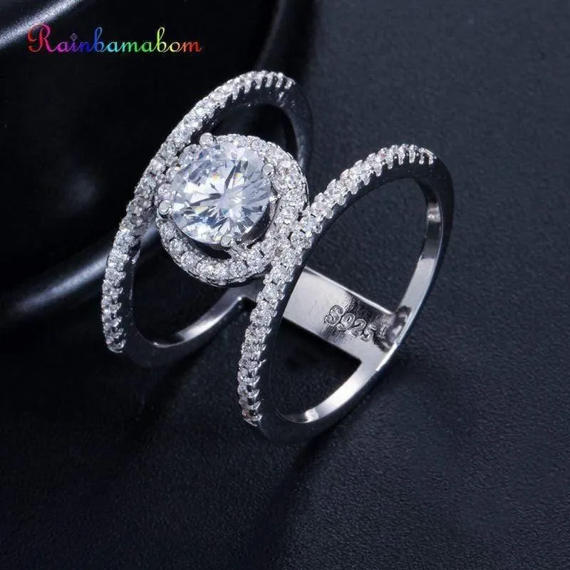 925 Massiv Sterling Silber Erstellt Moissanite Edelstein Hochzeit Engagement Diamanten Frauen Ring Edlen Schmuck Großhandel