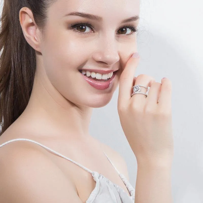 925 Massiv Sterling Silber Erstellt Moissanite Edelstein Hochzeit Engagement Diamanten Frauen Ring Edlen Schmuck Großhandel