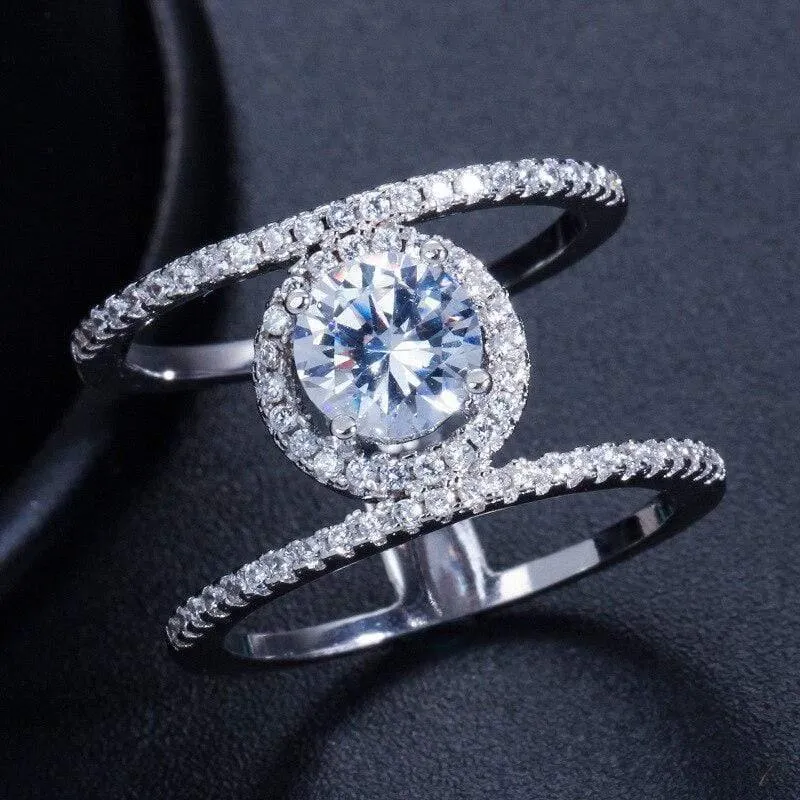 925 Massiv Sterling Silber Erstellt Moissanite Edelstein Hochzeit Engagement Diamanten Frauen Ring Edlen Schmuck Großhandel