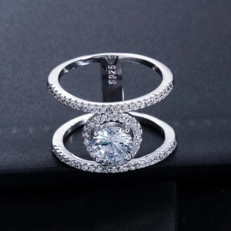 925 Massiv Sterling Silber Erstellt Moissanite Edelstein Hochzeit Engagement Diamanten Frauen Ring Edlen Schmuck Großhandel