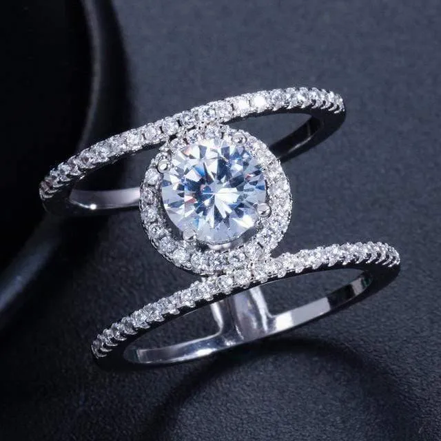925 Massiv Sterling Silber Erstellt Moissanite Edelstein Hochzeit Engagement Diamanten Frauen Ring Edlen Schmuck Großhandel