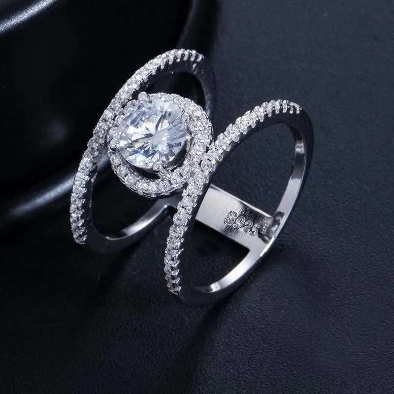 925 Massiv Sterling Silber Erstellt Moissanite Edelstein Hochzeit Engagement Diamanten Frauen Ring Edlen Schmuck Großhandel