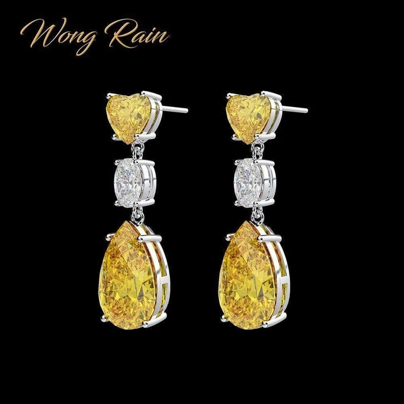 925 Sterling Silber erstellt Moissanite Saphir Citrin Edelstein Diamanten Drop Ohrringe Schmuck Großhandel