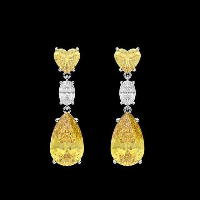 925 Sterling Silber erstellt Moissanite Saphir Citrin Edelstein Diamanten Drop Ohrringe Schmuck Großhandel