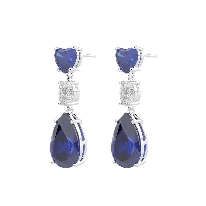 925 Sterling Silber erstellt Moissanite Saphir Citrin Edelstein Diamanten Drop Ohrringe Schmuck Großhandel