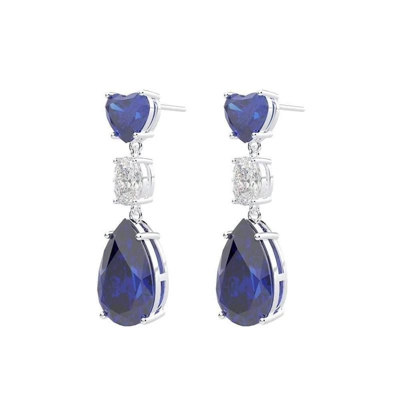925 Sterling Silber erstellt Moissanite Saphir Citrin Edelstein Diamanten Drop Ohrringe Schmuck Großhandel