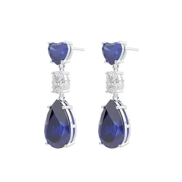 925 Sterling Silber erstellt Moissanite Saphir Citrin Edelstein Diamanten Drop Ohrringe Schmuck Großhandel