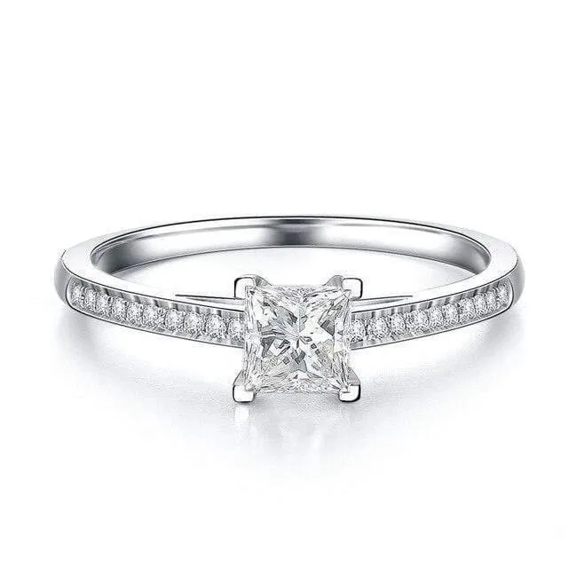 925 Solid Sterling Silver Erstellt Moissanite Edelstein Hochzeit Engagement Diamanten Ring Edlen Schmuck Geschenke Großhandel