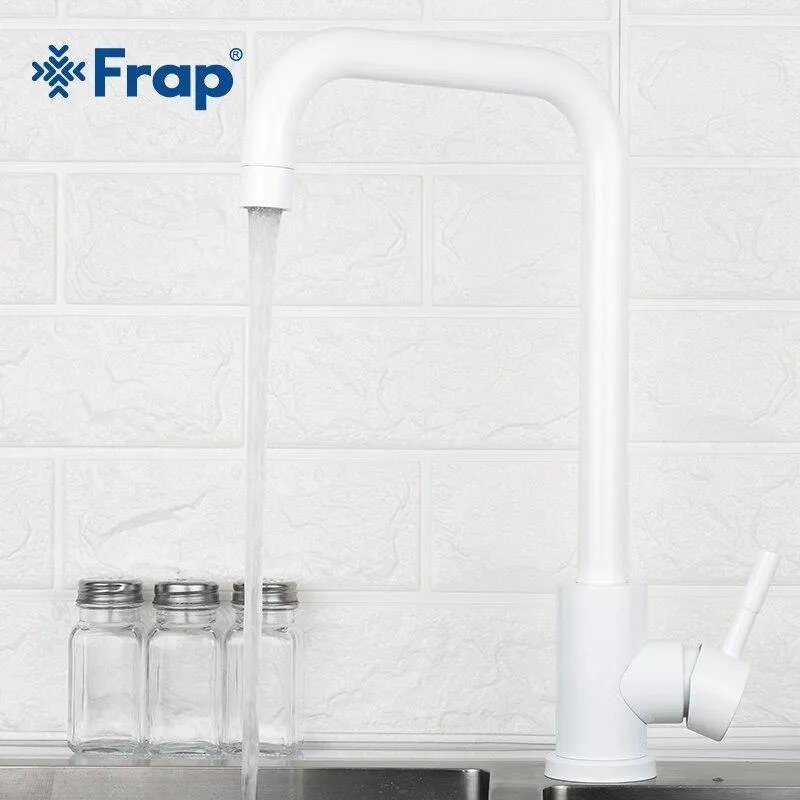 Küchenarmatur 360 Rotate White Mixer Wasserhahn für Küche 304 Edelstahl Hot & Cold Deck Mounted Crane für Sink Y40083