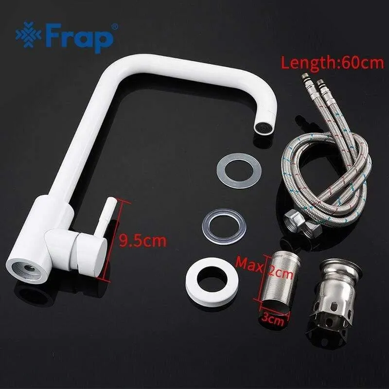 Küchenarmatur 360 Rotate White Mixer Wasserhahn für Küche 304 Edelstahl Hot & Cold Deck Mounted Crane für Sink Y40083