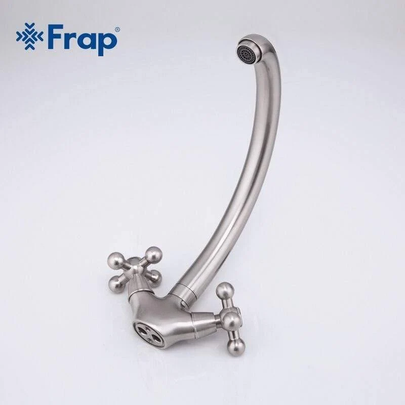 Küchenarmatur aus gebürstetem Nickel, Doppelgriff, Kalt- und Heißmischer F4219-5