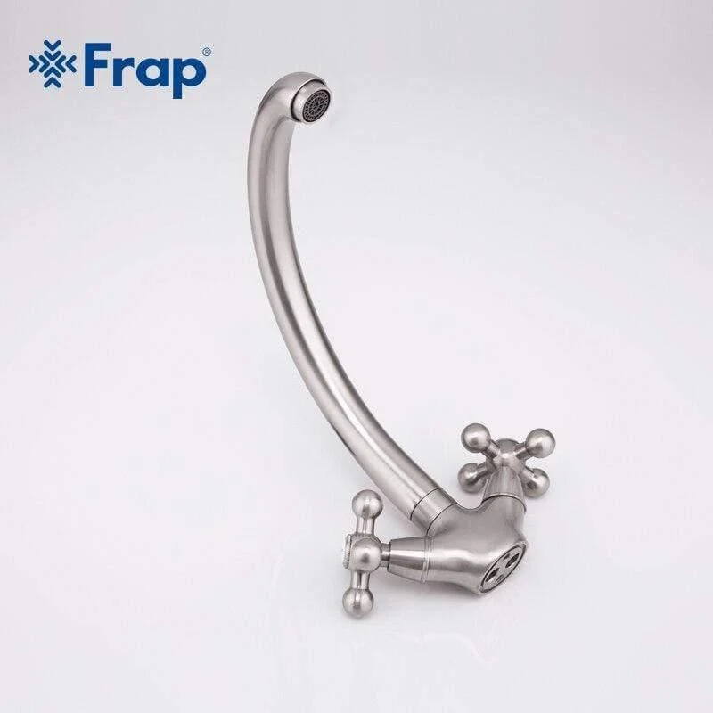 Küchenarmatur aus gebürstetem Nickel, Doppelgriff, Kalt- und Heißmischer F4219-5