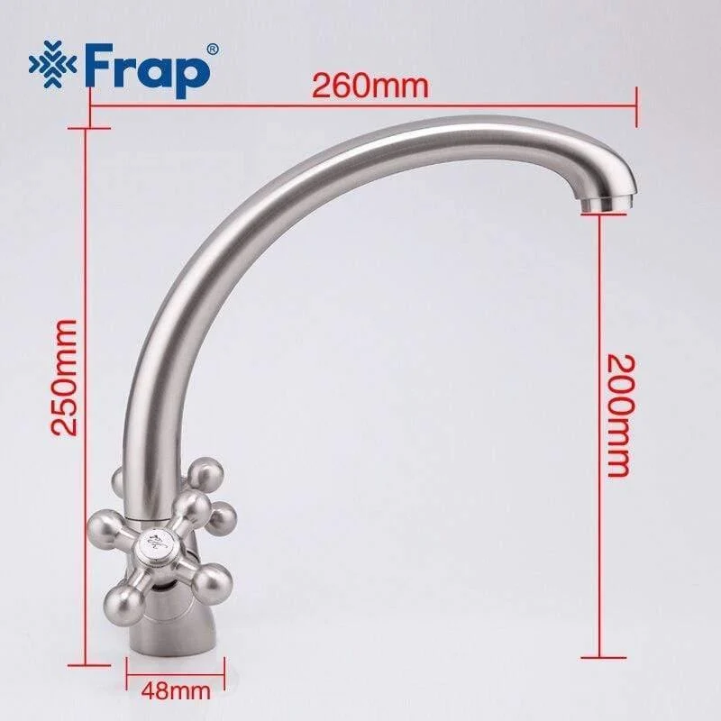 Küchenarmatur aus gebürstetem Nickel, Doppelgriff, Kalt- und Heißmischer F4219-5