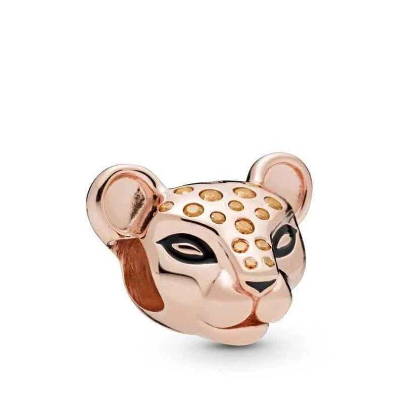 2019 NEW Serie 925 Sterling Silber Rose Gold Sparkling Lion Princess Charm Fit
