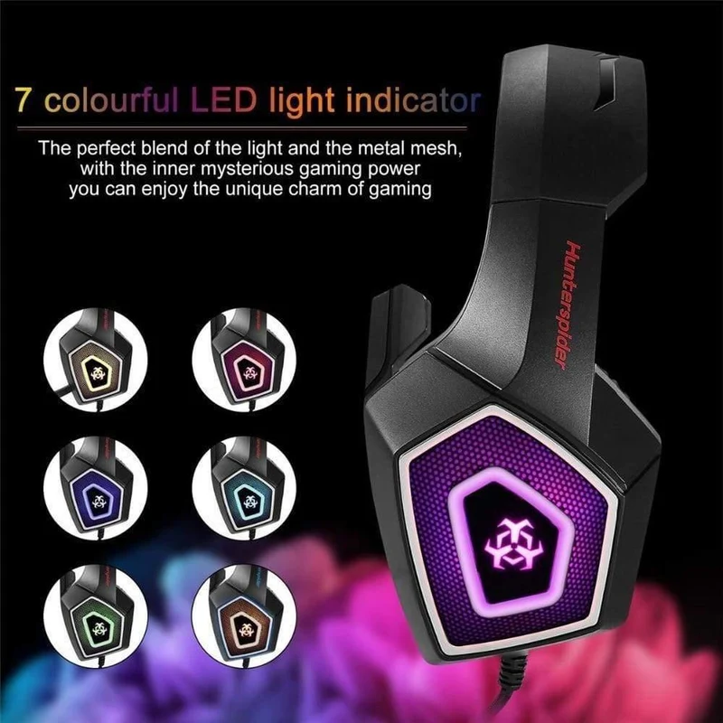 Gaming Headset Stereo Bass-Kopfhörer mit Mikrofon LED-Licht für PS4 Xbox One PC + 5000DPI