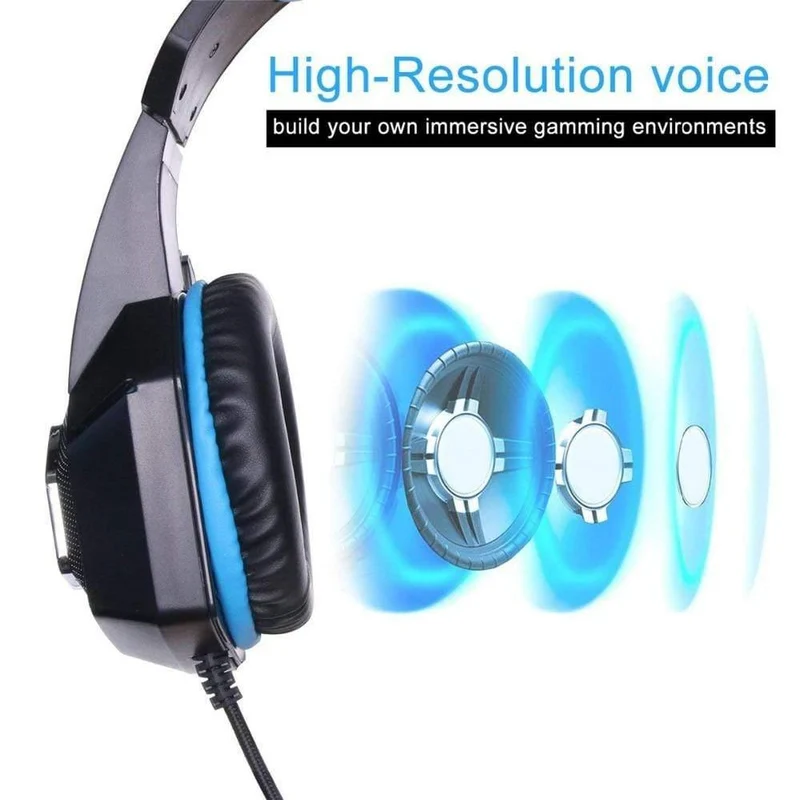 Gaming Headset Stereo Bass-Kopfhörer mit Mikrofon LED-Licht für PS4 Xbox One PC + 5000DPI